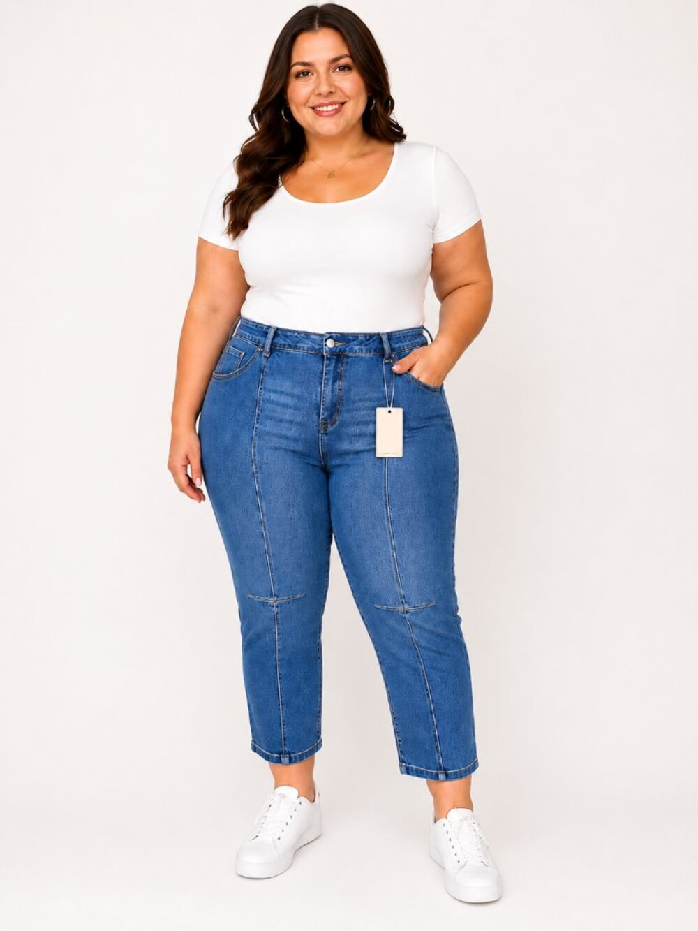 Blue Women's High-Rise Straight Jeans